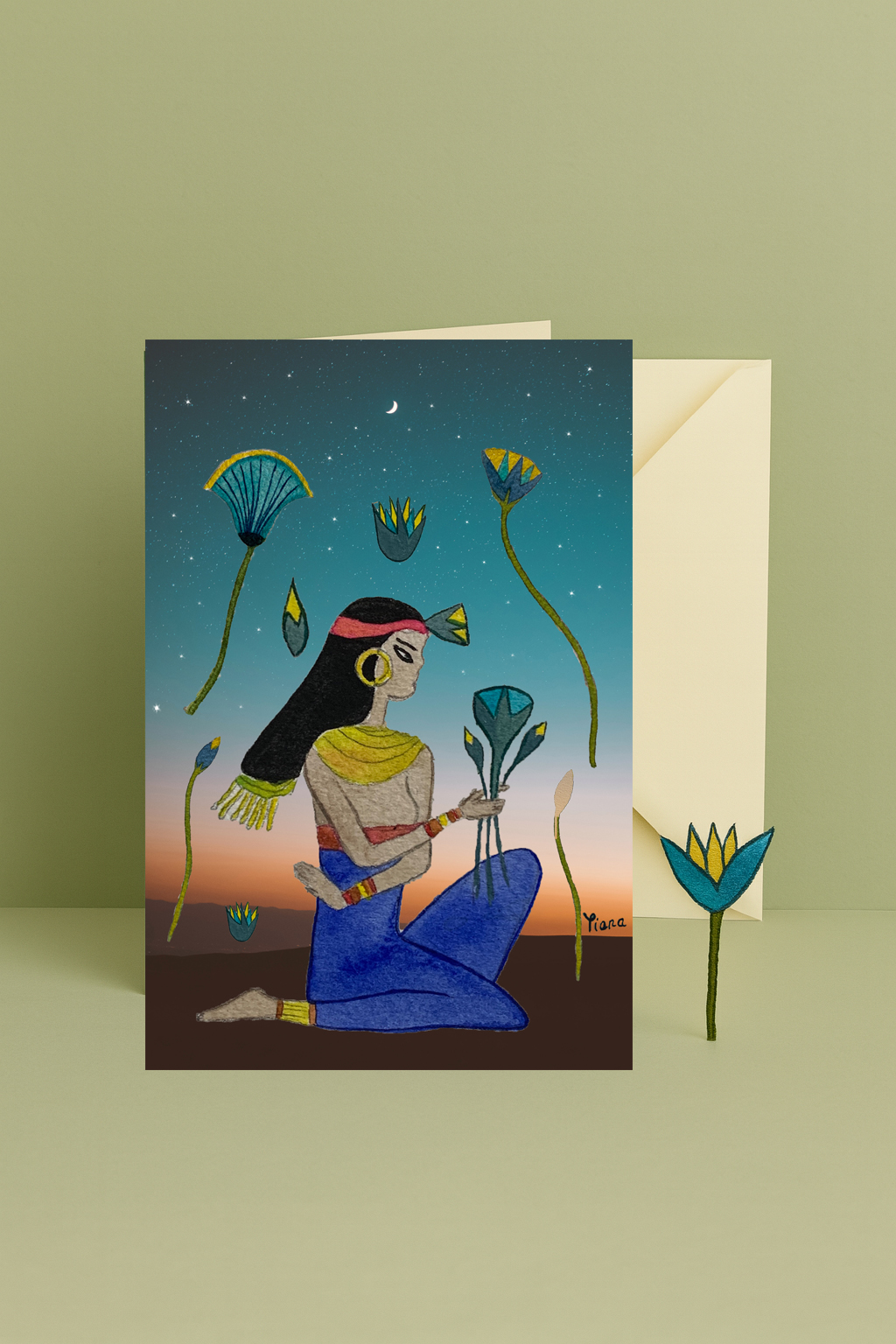 Blue Lotus Greeting Card
